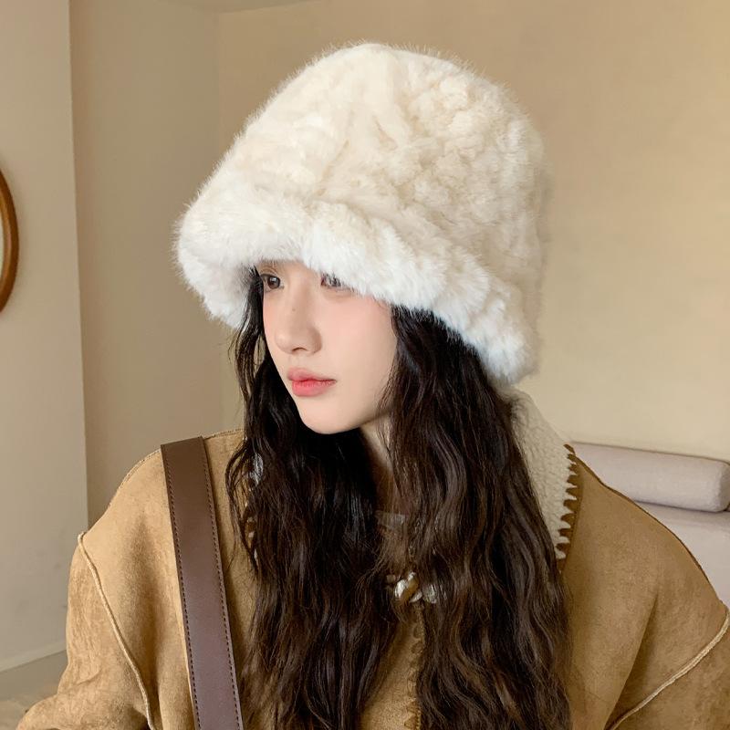 Winter Hat Women's Plush Bucket Hat Cute Sweet Ear Protector Basin Hat