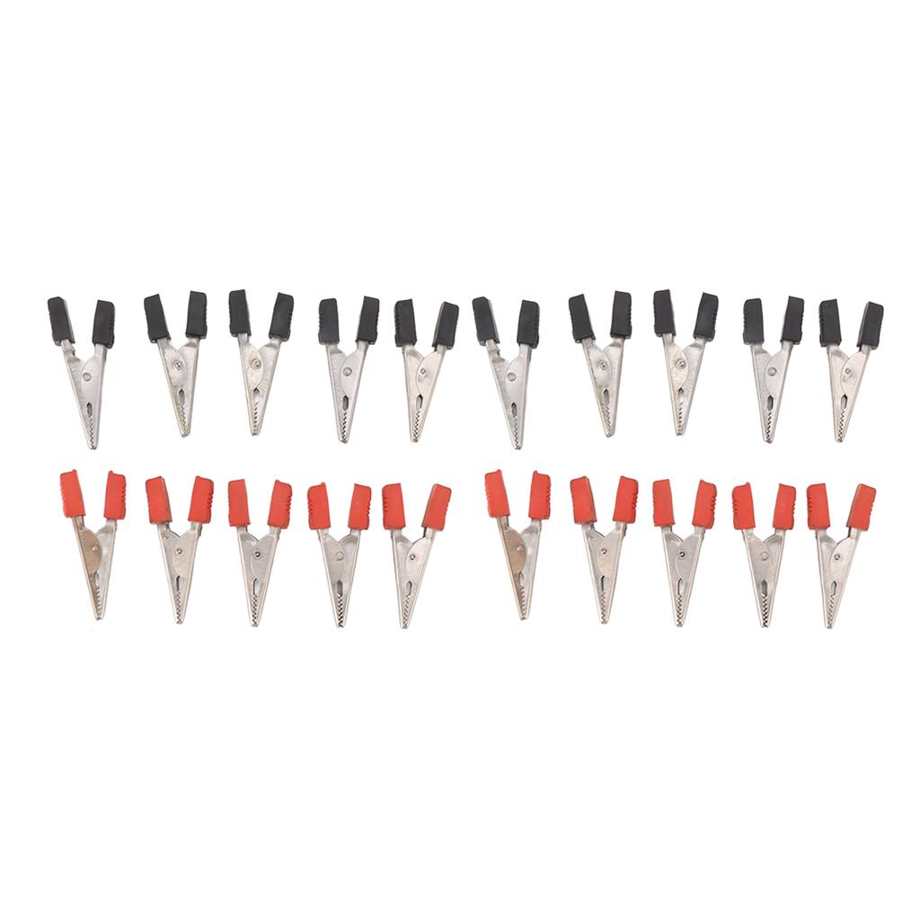 20 Pcs Crocodile Clip Red and Black 1cm Opening Electrical Test Clamp Stainless Steel Battery Cable