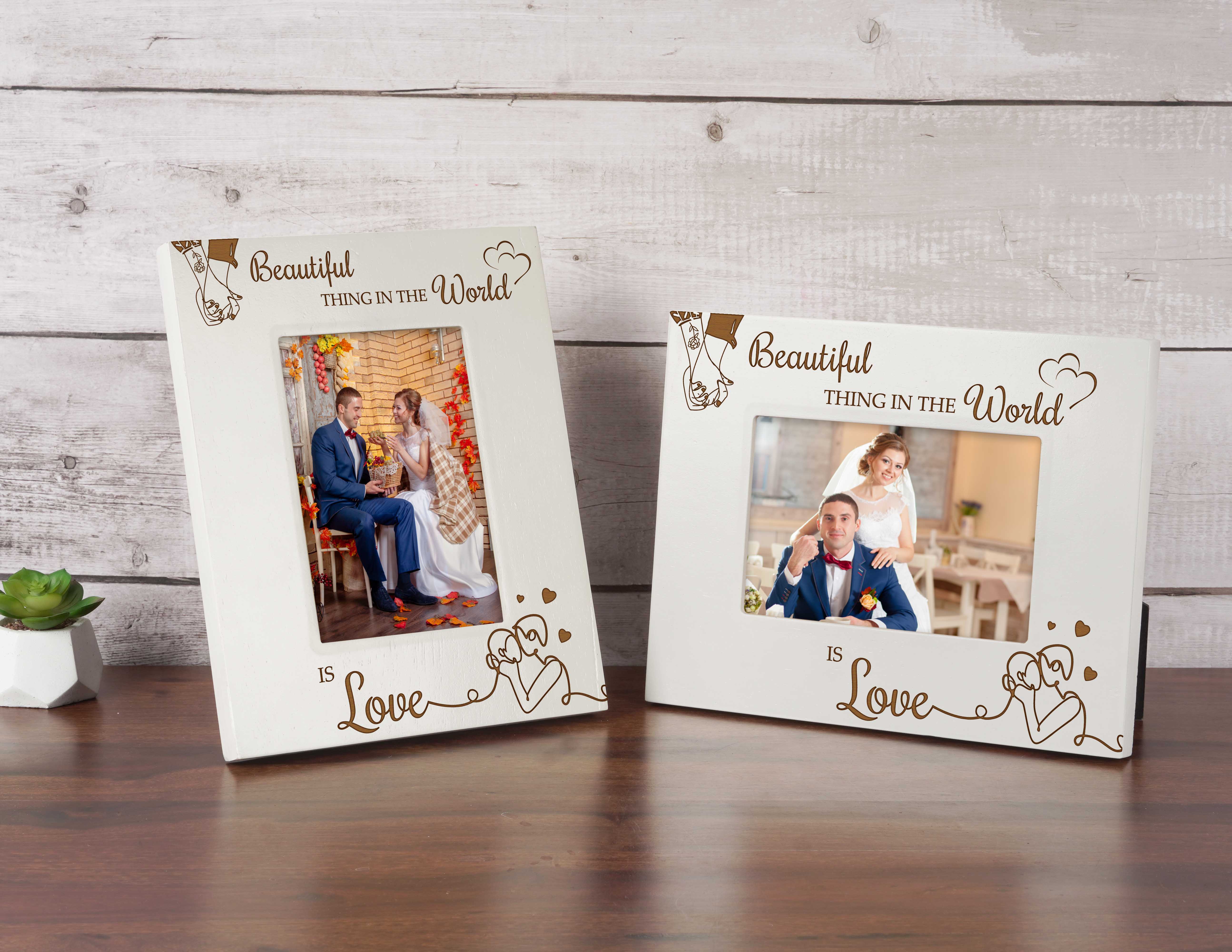 

Darling Souvenir MADE WITH LOVE Настільна фоторамка з гравіюванням. Дерев’яна рамка. Подарунок на День братів 4x6 Inches Vertical білий