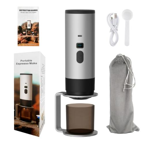 Portable Electric Coffee Maker 3-in-1 Capsule Coffee Grinder Travel Coffee Maker with Cordless Heating for Car and Home Camping