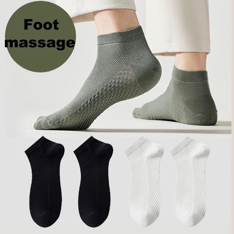 

4 пары мужских носков, классические, из чистого хлопка, антибактериальные, дезодорирующие, сетчатые, впитывающие пот, массажные, короткие носки для спорта и бизнеса One Size