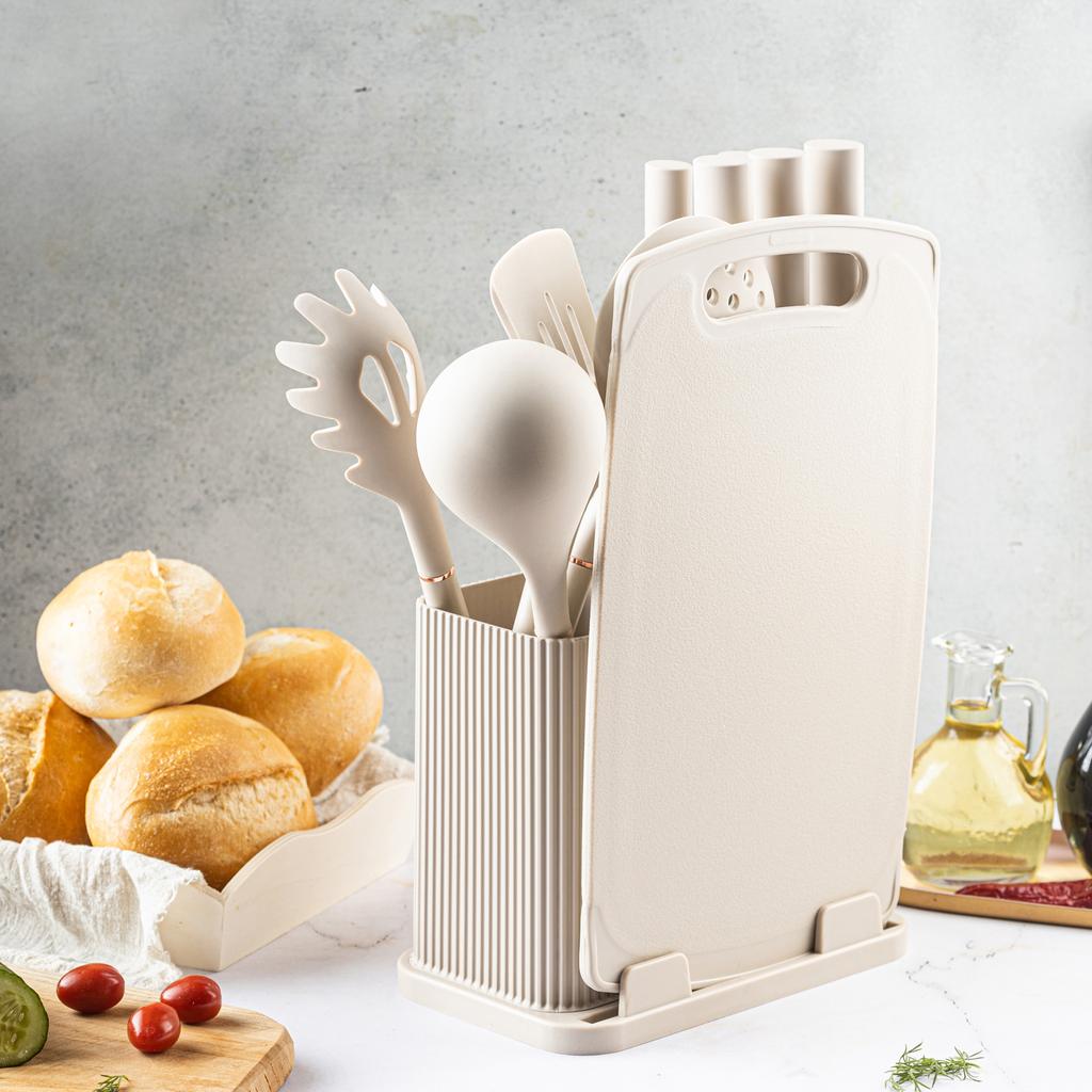 Zestaw Noży Kuchennych W Bloku Z Przyborami Kuchennymi I Deską Do Krojenia 12-ele KLAUSBERG KB-7935