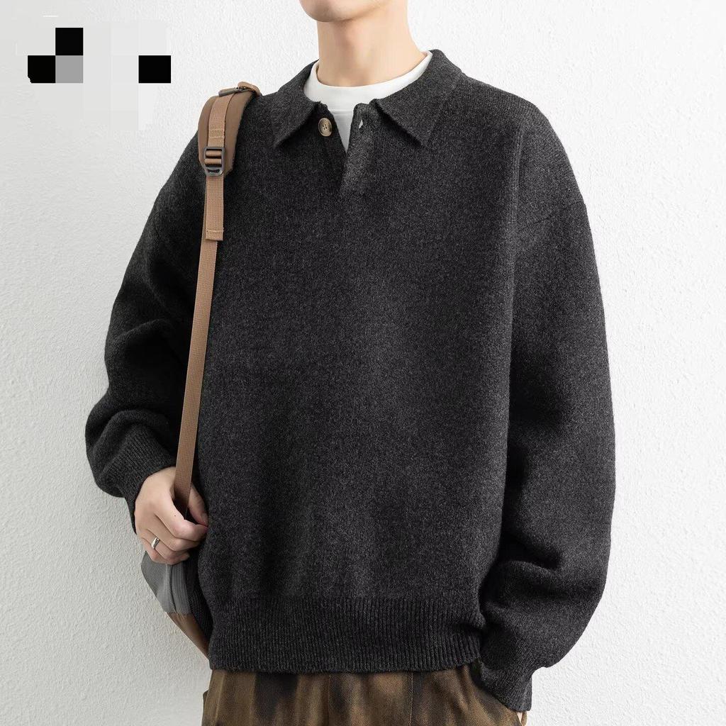 Men's Plus Size Retro Lapel Knitwear Sweater - Autumn/Winter Casual Versatile Style