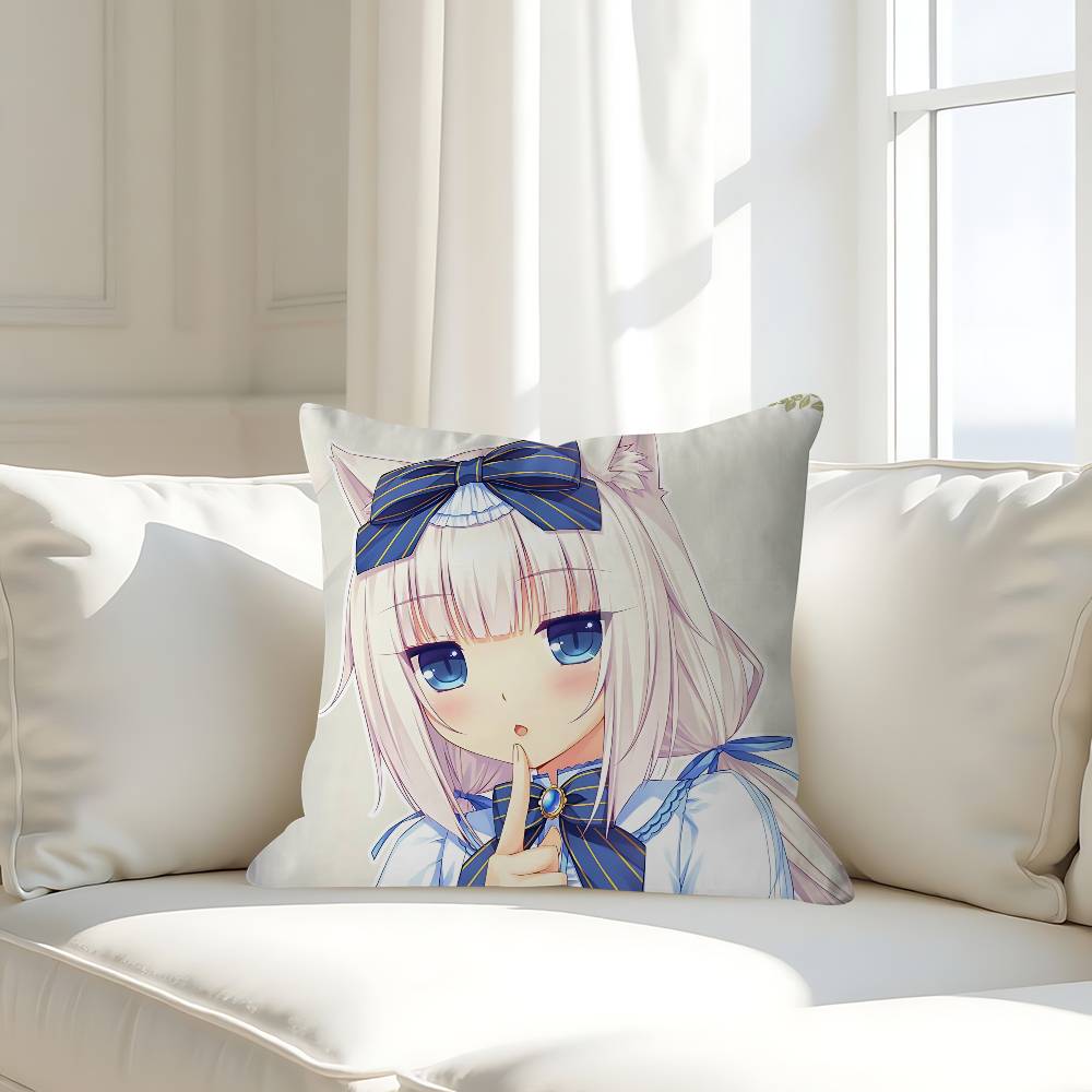 GAME-N-Nekopara-V-Vanilla Kissenbezug Abnehmbarer Waschbarer Kissenbezug – Ganzjahresweichleinen