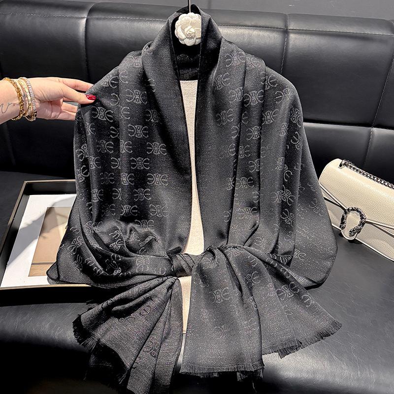 Spring And Summer Fashion Simulation Silk Long Scarf Shawl Dust Shade Scarf Premium Tencel Cotton Gold Silk Travel Beach Towel Women