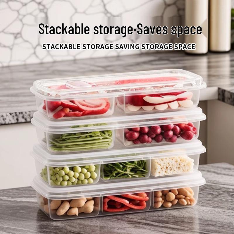 Household Compartmented Fresh-Keeping Box for Refrigerator - Ideal for Frozen Meat, Vegetables, and Food Portioning
