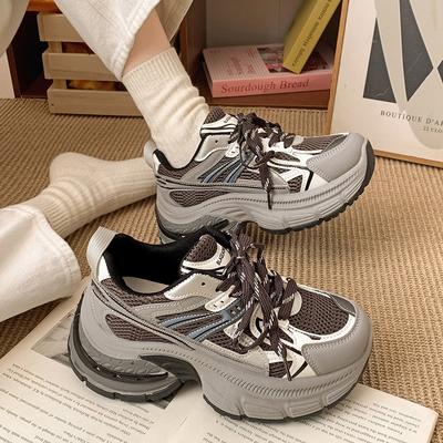 Trendige Modenschau Füße kleine Plateauschuhe Dad Shoes Damen 2025 neu Frühling und Herbst leichtgewichtige Höhenzunahme vielseitige Sportschuhe