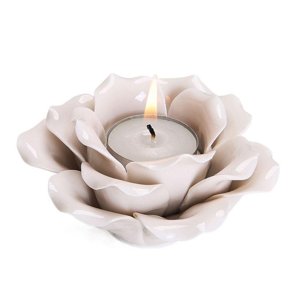 Practical 3D Rose Flower Candlestick Handicraft Simple Lotus Candle Holder Exquisite Emulation Flower Ornaments Wedding Party