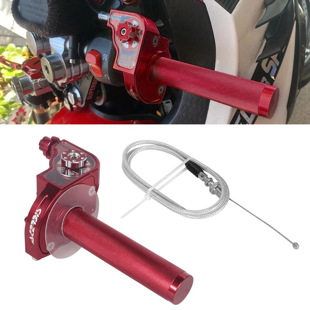 7/8" 22mm Aluminum Throttle Grip Twist Quick Action Gas Throttle Settle With Cable For Motorcycle Dirt Pit Bike 50cc 110cc 125cc