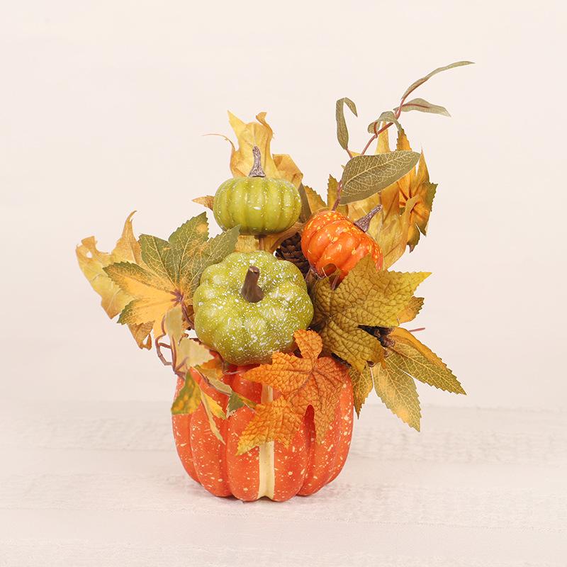 Hong Yu Green Pumpkin & Maple Leaf Autumn Decor for Thanksgiving