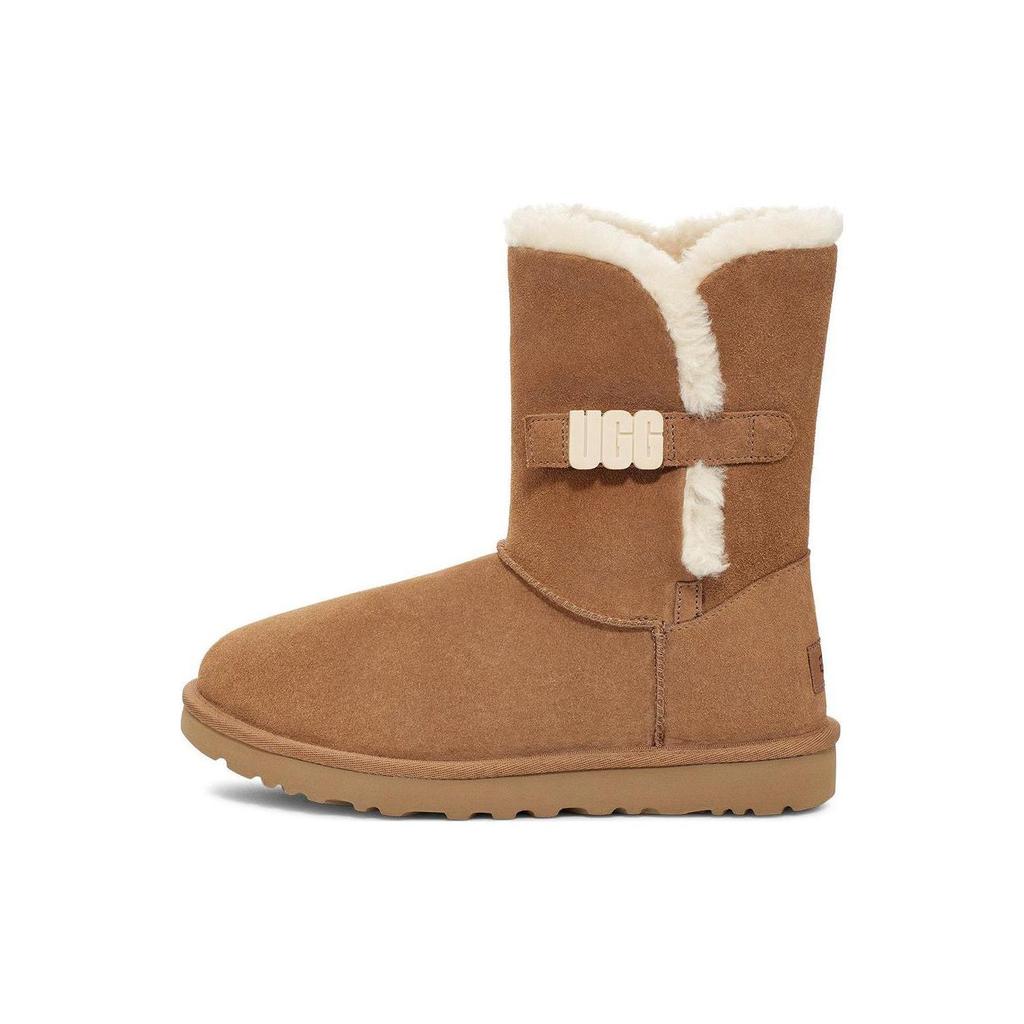 UGG Two-Layer Cowhide Casual Comfortable Mid-Calf Snow Boots Women boots Chestnut 1153612-CHE