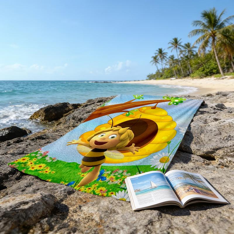 Ultra-Soft Beach Towel with Maya the Bee Theme,Ideal for Pool - Camping, Diving - Perfect Travel Essential, Vibrant Beach Towel.