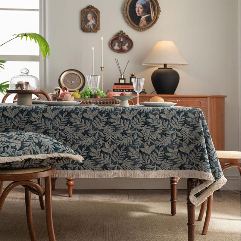 

American Plant Jacquard Thick Tablecloth Dust-Proof Wear-Resistant Table Cover for Dining Pet Friendly Rectangular Table Cloth 140x180cm