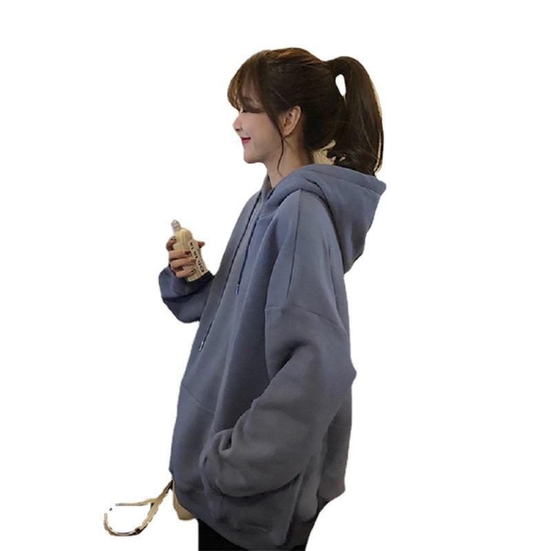 Fleece sweater women's autumn and winter Korean version loose hooded fried street loose design sense niche women'ss tide wholesale