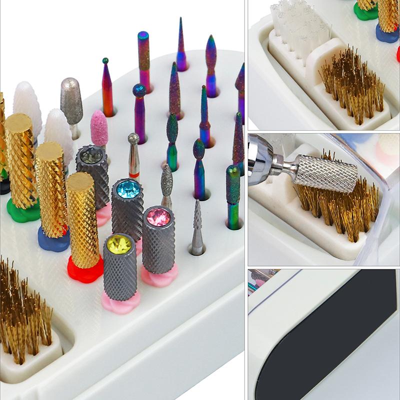 30-Hole Nail Art Grinding Head Storage Box Drill Bit Storage Finishing Box Manicure Tools