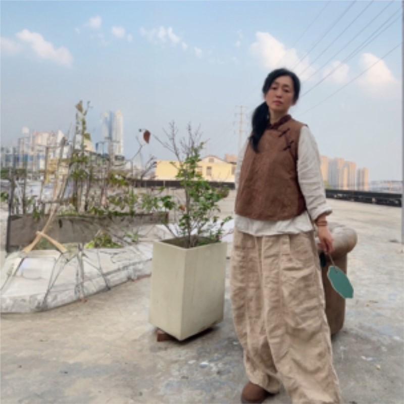 Johnature Dámské vintage kalhoty se širokými nohavicemi, jednobarevné, patchworkové, podzimní kalhoty, elastický pas, volné dlouhé kalhoty