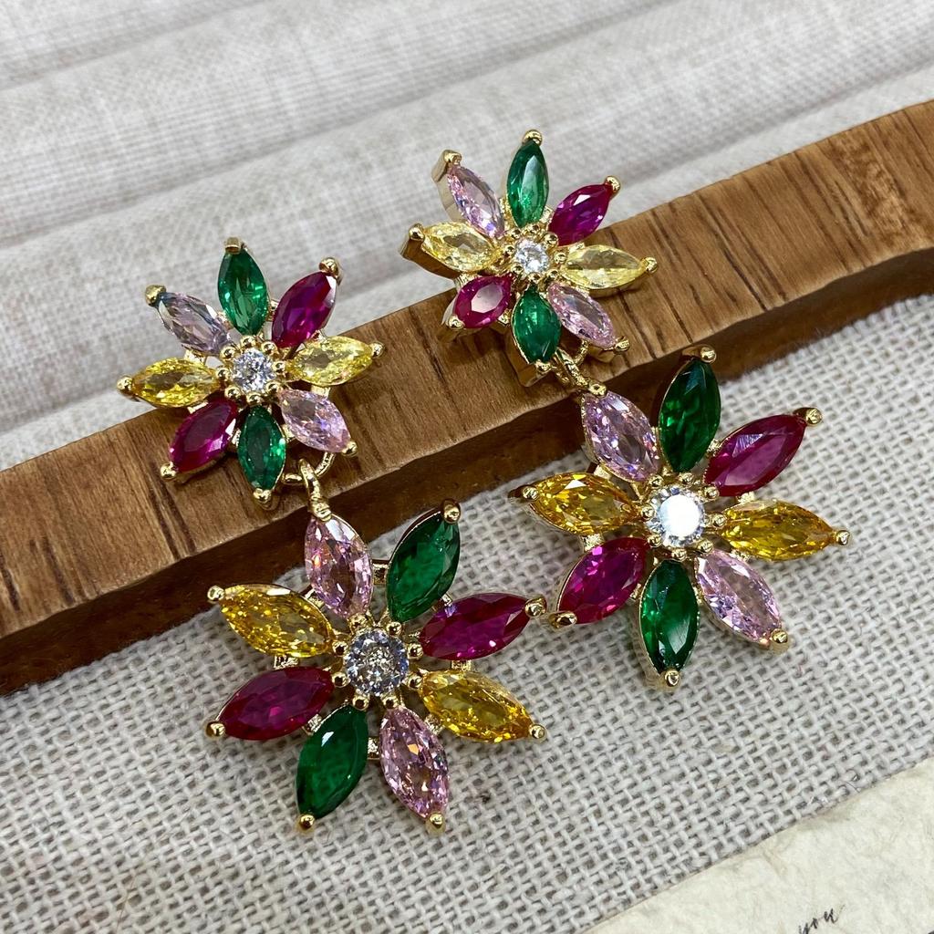 Middle Eastern Zircon Necklace Earrings Set Bridal Wedding Party Wedding Dress High-End Jewelry Flowers