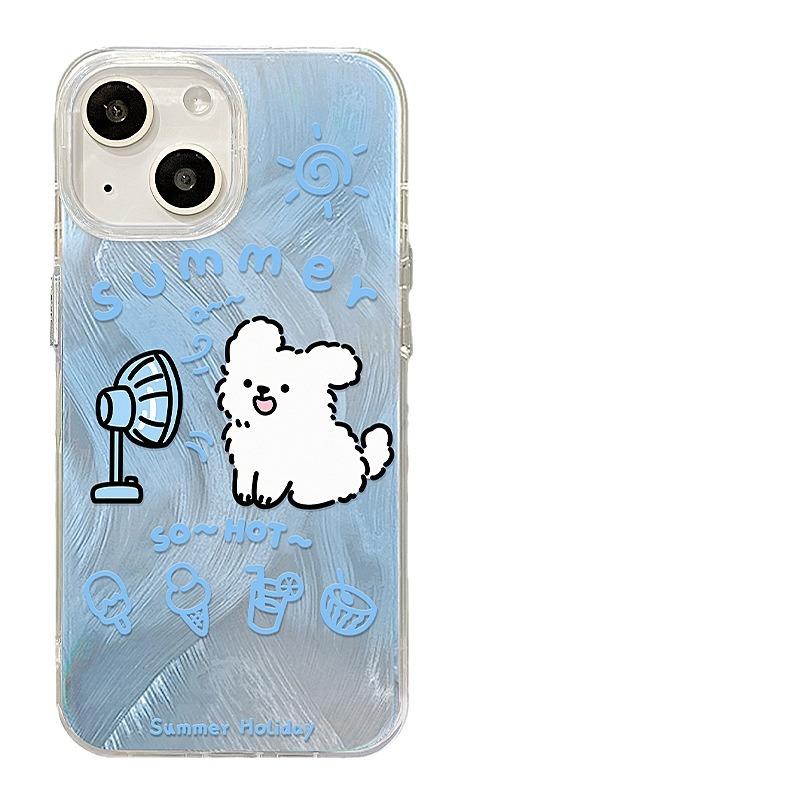 Applicable To Apple 15 Feather Yarn Mobile Phone Case Iphone14promax Cute Fan Puppy Invisible Bracket 13 Full Package