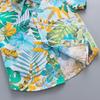 Boys' Island Style Short Sleeve Summer Clothes Set – Breathable Turn-Down Collar Shirt & Infant Two-Piece Outfit