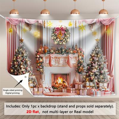 Christmas Wreath Pink Socks Backdrop Xmas Decoration Background Winter Backdrop Decorations For Photo Studio Photo Booth Christams Party