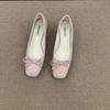 Fashion Bailamos Women Flats Fashion Colored Soft Leather Ballet Shoes 2025 Square Toe Bow Low Heels Shoes Shallow Mouth Casual Shoes Mu