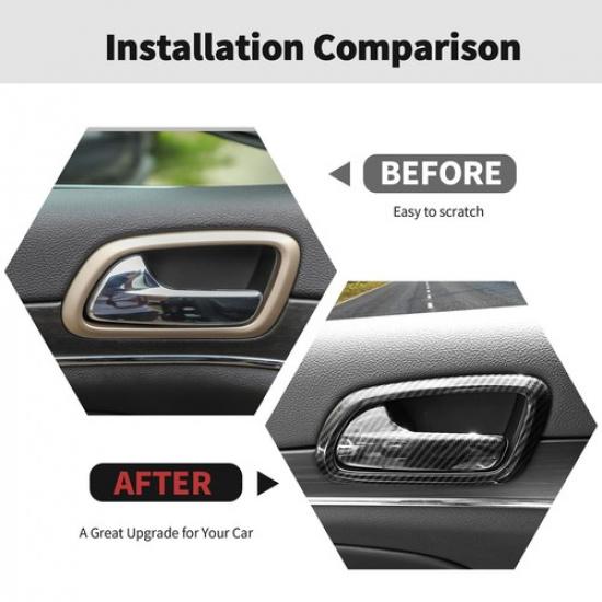 Carbon Door Handle Bowl Lock Latch Cover Trims for Grand Cherokee/Durango 11+