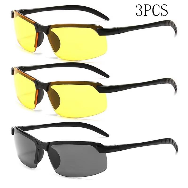 Night Vision Glasses Men Anti-Glare Driving Half Frame Sunglasses for Driver Outdoor Sport Goggles Women Day and Night Eyewear