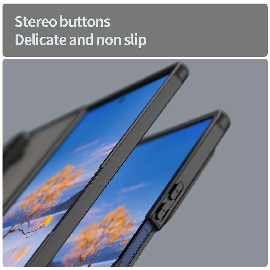 For Samsung Galaxy Z Fold7 5G Case Drop Proof Airbags Frosted Translucent PC+TPU Phone Back Cover