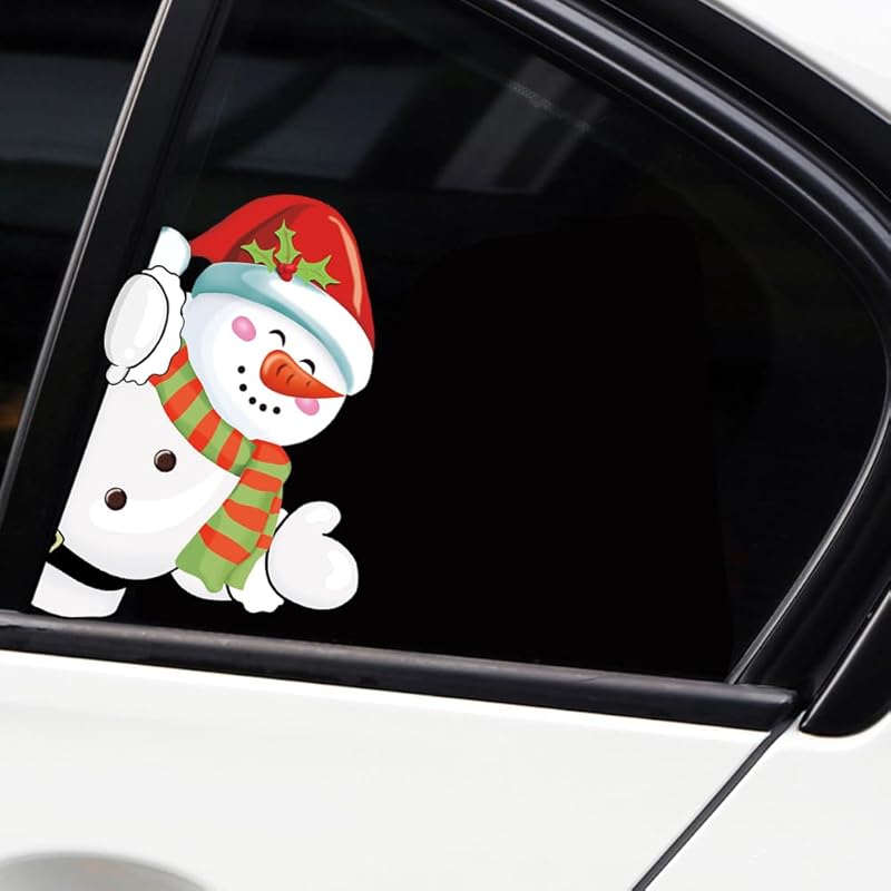 Christmas Decor Elf Peeking Sticker, Car Window Decals Vinyl Waterproof Stickers for Cars Truck SUV Laptop Bumper Car Stickers and Decals (Elf)