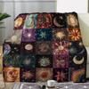 1 Stück Vintage Sonne und Mond Druck Flanelldecke Weich Gemütlich Ganzjahres Überwurf für Sofa Bett Büro Camping Geschenk für Jede Süße Decke