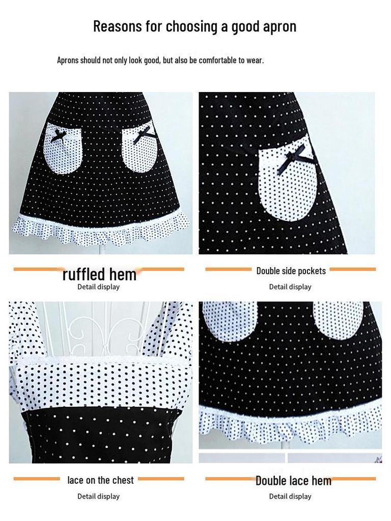 Korean Style Lace Apron - Fashionable, Oil & Stain-Proof Women's Kitchen Waist Apron