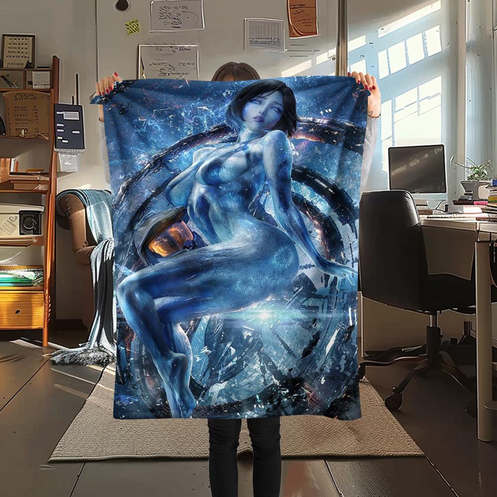 1Pc Halo Game Print Flannel Blanket, High Quality Comfortable for All Seasons, Home Decor, Warmth and Comfort, Perfect for Christmas Gifts 54