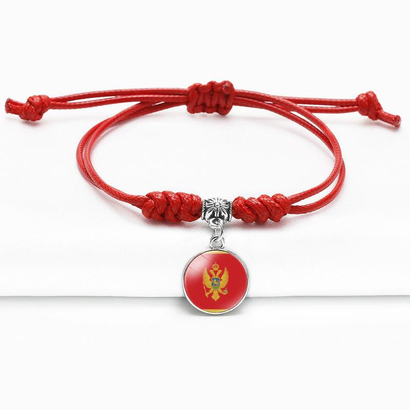 Red Bracelet Trendy With Timeless Gem European Country Flags Unisex Material Mixed