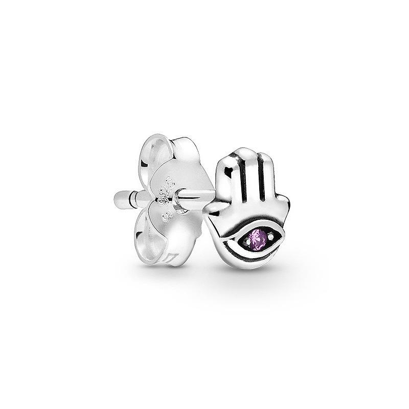 S925 Silver E Series Single Stud Earrings Lucky Hand Love Fashion Stud Earrings Women s Earrings