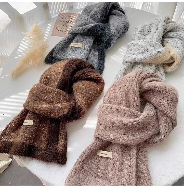 Women's High-End Blue Wool Scarf: Versatile Winter Fashion, Warm Snood, Korean Style Trend