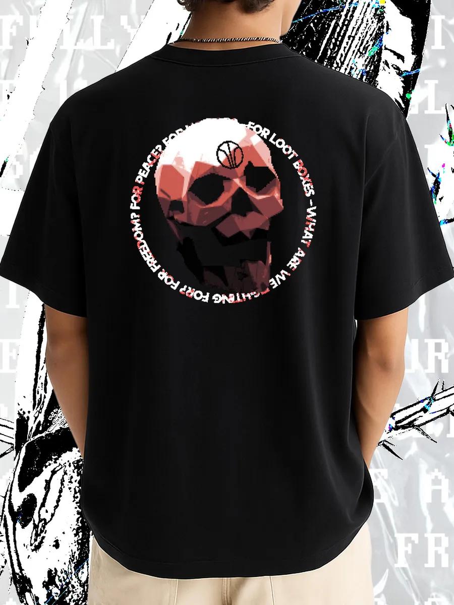Anarchy skull print on back T-shirt 4XL