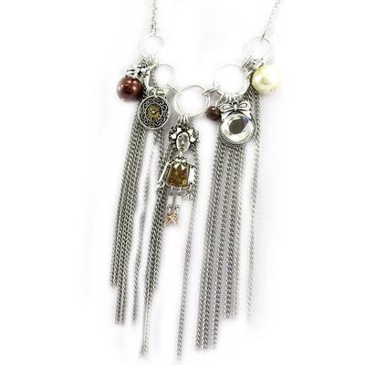 [G7790] - Silver Brown 'Capucines' Designer Necklace