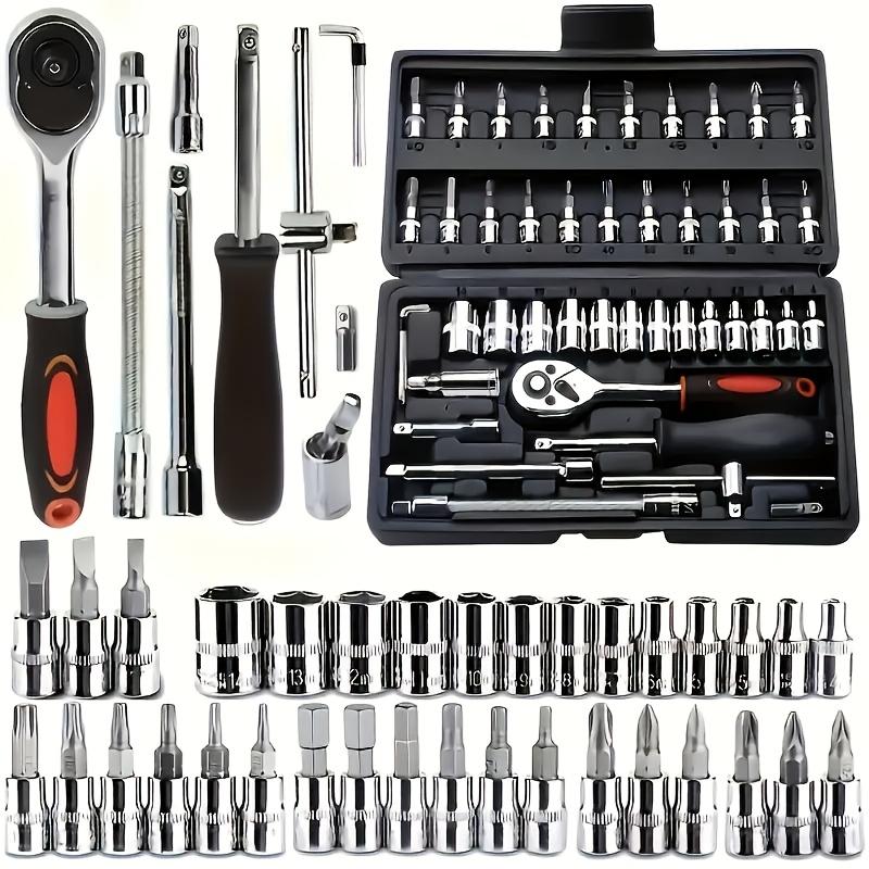 46pcs Premium Ultimate Automotive Repair Tool Set - High Torque Chrome Vanadium Steel Kit for Car, Bicycle, and Motorcycle Maintenance