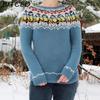 Women's Sweater - O-Neck Color-Blocked Oversized Fashion Pullover Knit