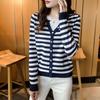 Spring and Autumn Women's Fashion Korean Striped Long Sleeve Tops Age Reducing Outerwear Knitwear