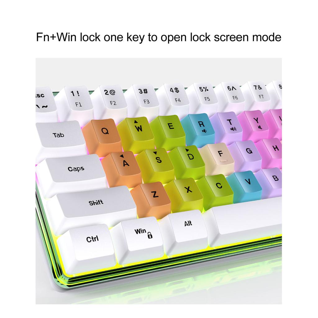 61 Keys Mechanical Keyboard RGB Backlight Colorful Keycaps Wired Mechanical Keyboard for Gaming Work
