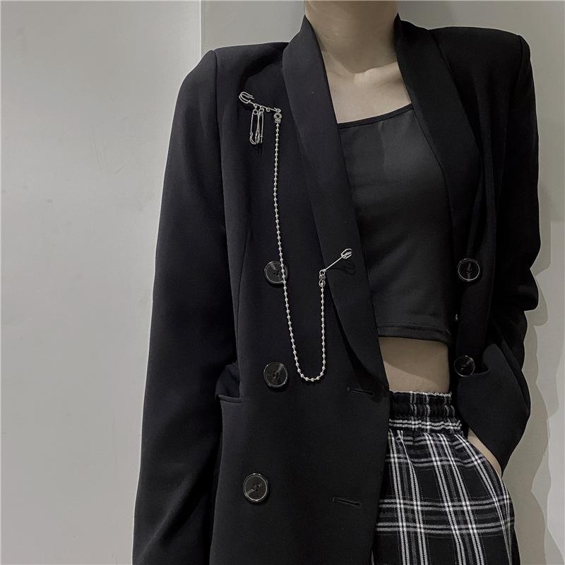 Pin Clip Chain Brooch Metal Tassel Pendant Brooch for Women Men Couple Overcoat Suit Shirt Lapel Pin Clothing Accessory Jewelry