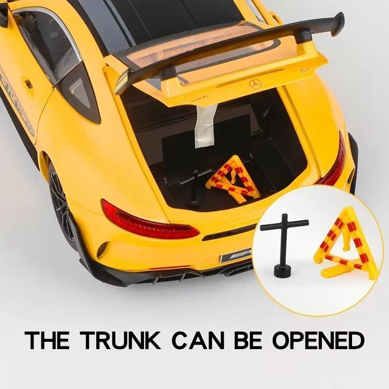 1:18 Mercedes-Benz GTR Sports Car Model Die-cast Miniature Car Collection Simulation Sound and Light Vehicle Toy Car Children's Gift Ornaments
