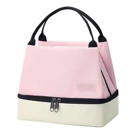 

Двухслойная сумка для ланча Термоизолированная сумка для ланча Большой вместимости Непротекающая сумка-холодильник для поездок на работу, путешествий, пикника розовый