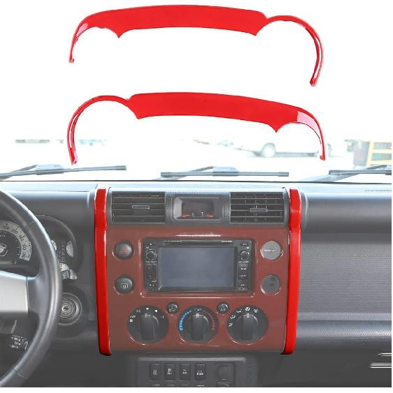 Navigation Side Trim Cover Compatible with Toyota FJ Cruiser 2007-2021, ABS Center Console Dashboard Navigation Side Strip Trim Cover, 2PCS (Matte красный