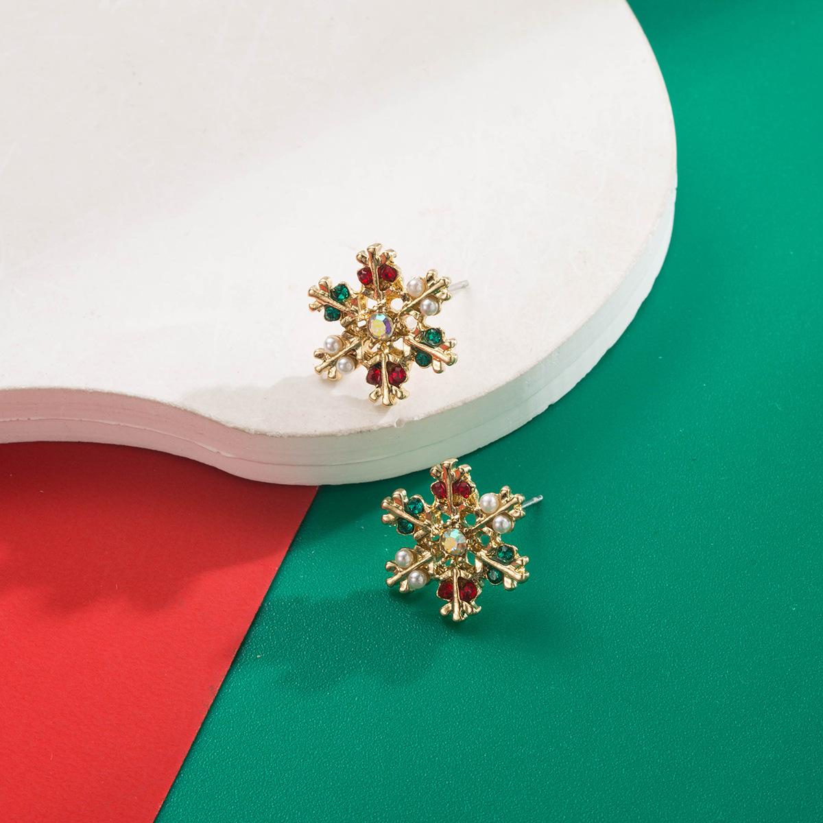 

Christmas Series Earrings for Women, European and American Hot-Selling Diamond-Studded Santa Hat Snowflake Reindeer Oil Drop Earrings Jewelry Snowflake