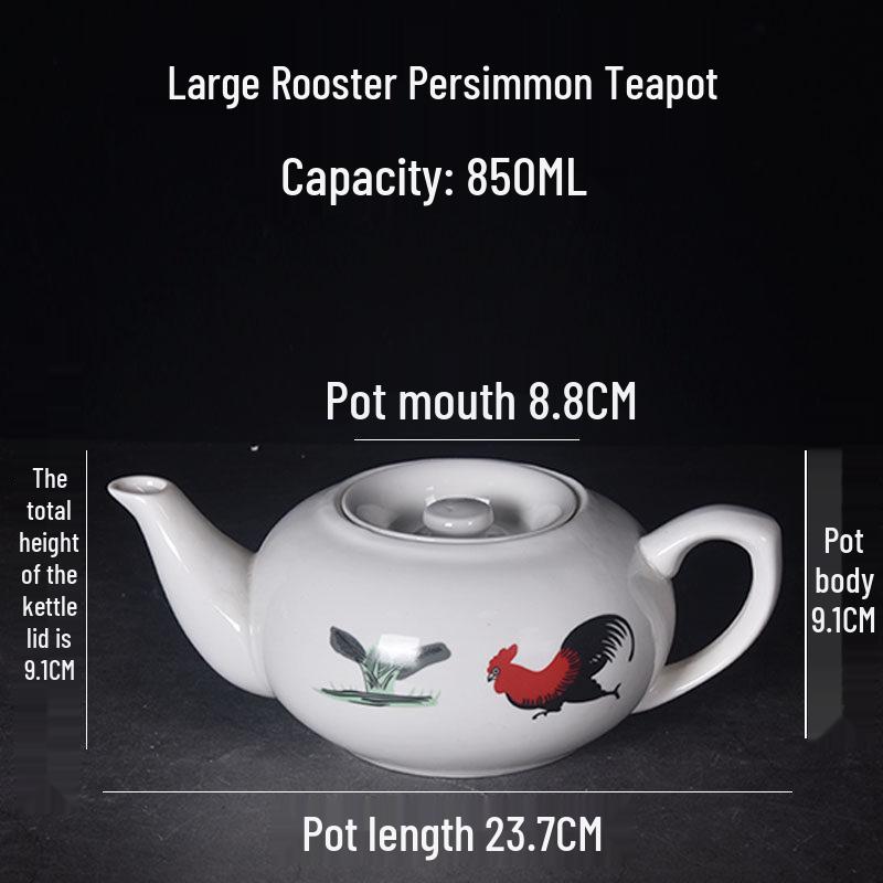Large Ceramic White Teapot - Creative Persimmon Design for Home & Restaurant