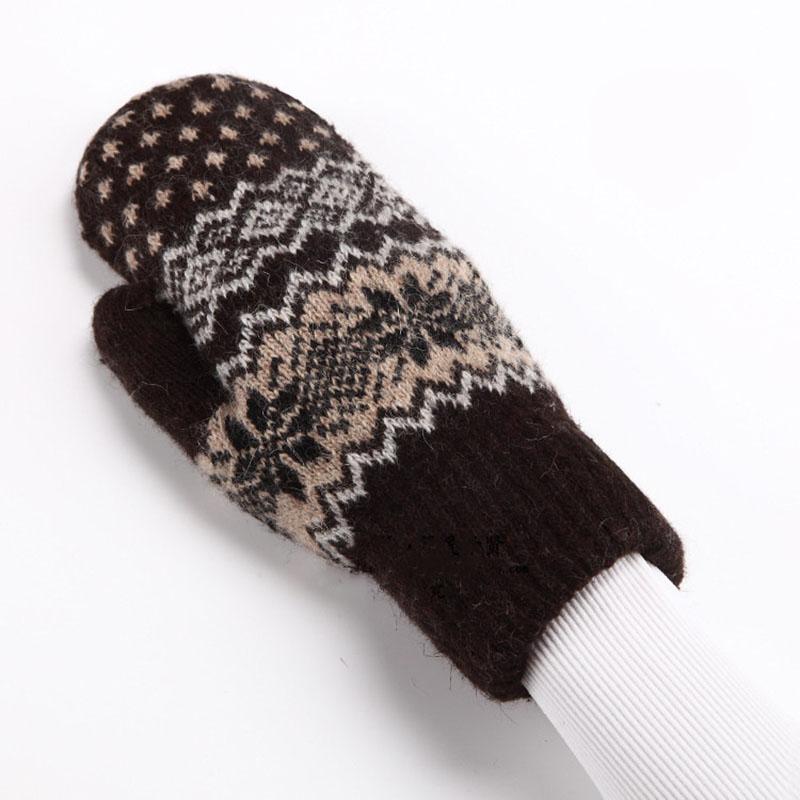 Christmas Cute Jacquard Weave Double Layer Plus Velvet Thicken Wool Knitted Gloves Men Women Winter Outdoor Cycling Warm Mittens