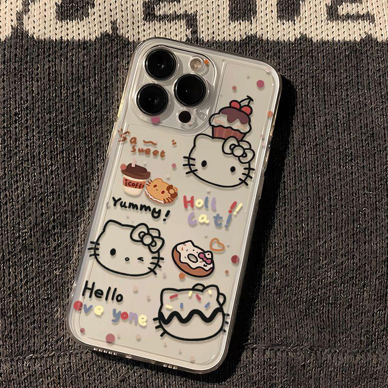 

Donut Cat Cartoon Phone Case for iPhone 11, 12, 13, 15, 16 Pro Max - Transparent Soft Shell iPhone 13