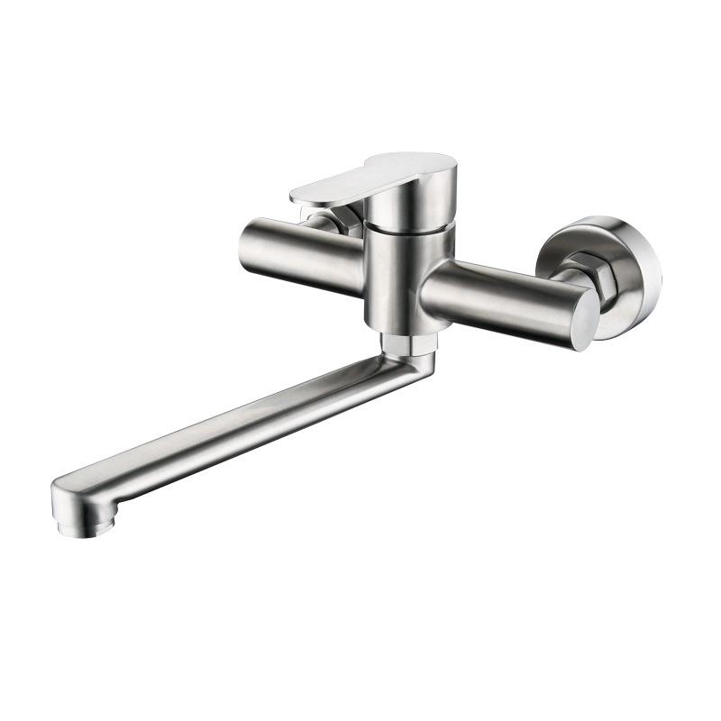 

Brushed Gold 304 Stainless Steel Kitchen Sink Faucet Wall-mounted Single Handle Rotate Hot And Cold Kitchen Faucet Nickel